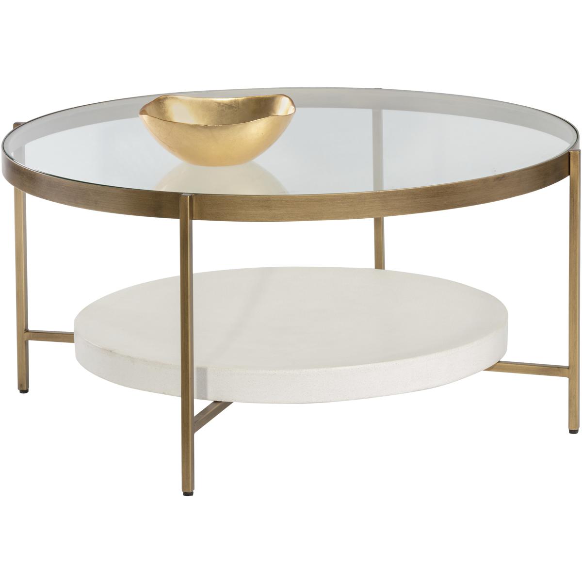 SUNPAN 105013 Gia 38 X 18 inch Clear / White / Antique Brass Coffee Table